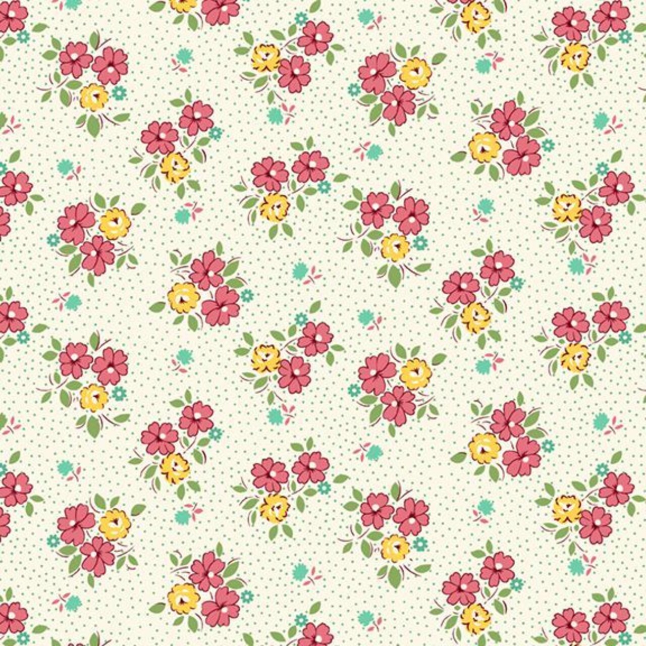 Fabric Marcus Pink Floral Aunt Grace Goes Scrappy by the Quarter Yard R351526D-PINK